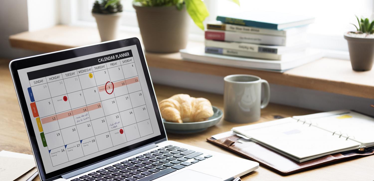 calendar on laptop screen